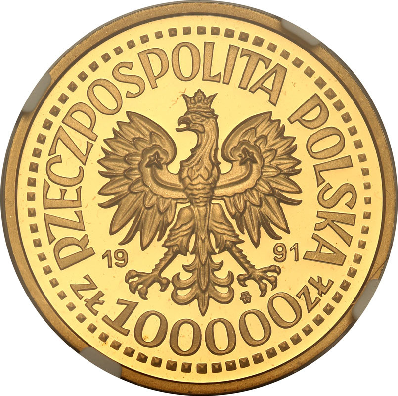 II RP. PRÓBA złoto 100.000 złotych 1991 Papież Jan Paweł II Ołtarz NGC PF70 ULTRA CAMEO (MAX)